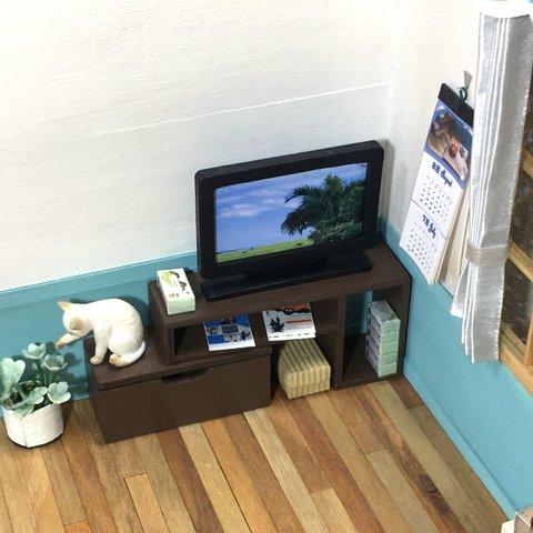 テレビボード改 茶（1/12）ミニチュア家具　