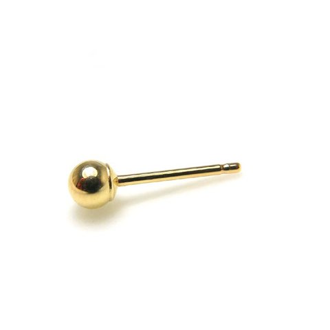 14K 高品質 ボールピアス3mm ゴールド 片耳用