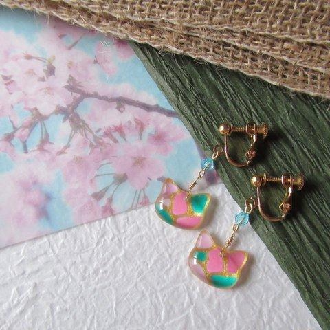 Cherry Blossom Viewing and Cats ~Scenery Series with Cats　earrings