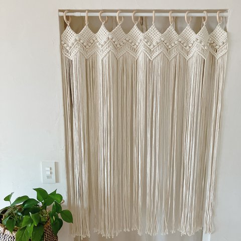 縦横選べるサイズ！横72.5cm〜　縦120cm〜　マクラメカーテン　"herringbone"