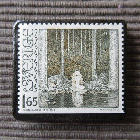 スウェーデン　神話切手ブローチ　7208