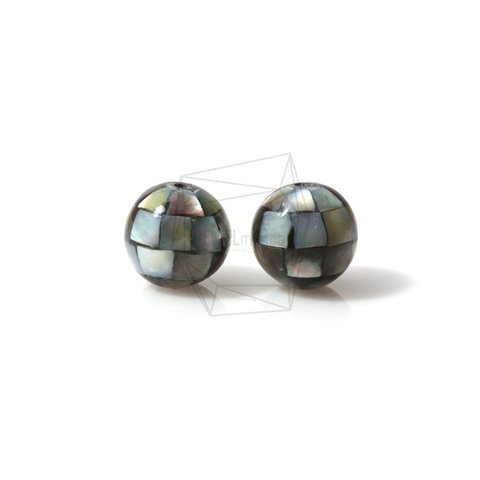 PEA-007-G【4個入り】モザイク螺鈿ビーズ, Mother of Pearl Mosaic round ball