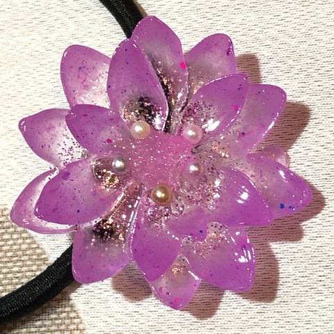 花型ヘアゴム28 紫系