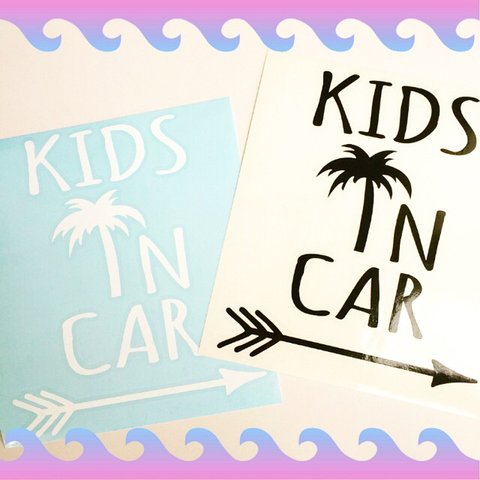 18cm×15cm ヤシの木 kidsincar ステッカー  キッズインカー 出産準備