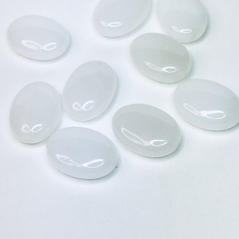 [5粒 1セット]天然石 ホワイトジェイド オーバル 翡翠 18×13mm