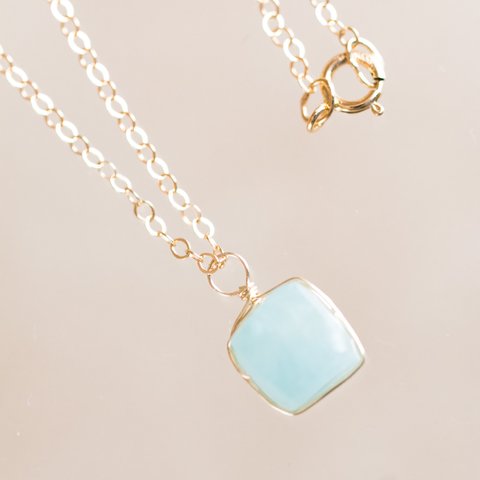 ☆アクアマリンキューブAAA Aquamarine Faceted AAA☆14kgf☆一粒ペンダント☆