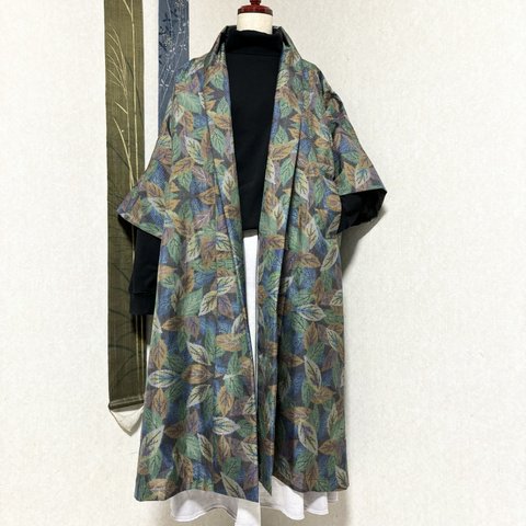 大島紬で作ったコート　木の葉