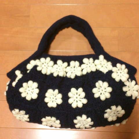 ＊flowerモチーフ＊ニットbag＊M＊