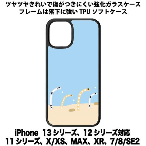 送料無料 iPhone13シリーズ対応 背面強化ガラスケース チンアナゴ