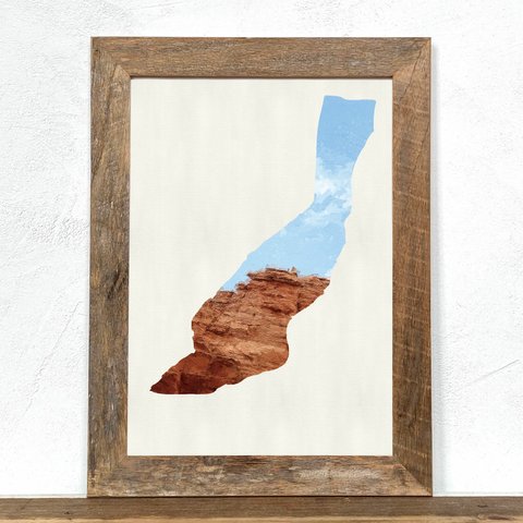 Pangea「コラージュ」 A4 プリント ポスター アート + 木製 アンティーク 額縁