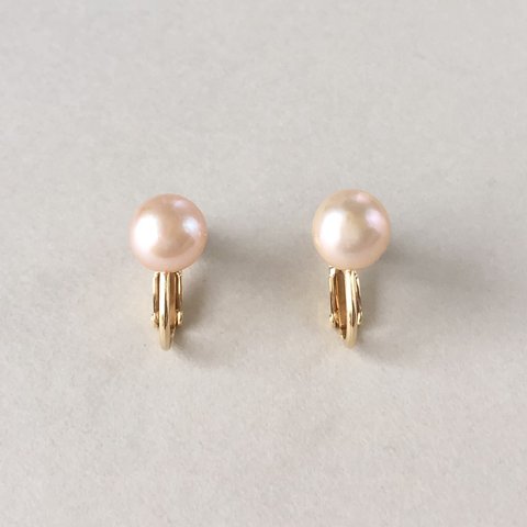 〜Pink pearl earring〜　ピンクパールの一粒イヤリング