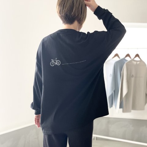 『2024新作』【ユニセックス 】bicycleプリント ビッグシルエット ロングスリーブTシャツ【ブラック】