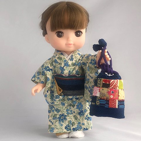 ソランちゃんの和風バッグ（5）。和服地で作りました。裏地付き。