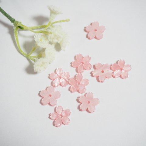 10個 桜 樹脂ビーズ 12mm ピンク 花びら フラワービーズ フラワーパーツ アクセサリーパーツ  【A197】