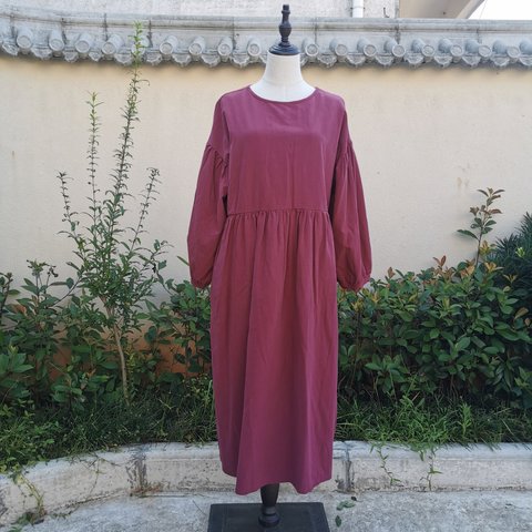 <2022新作>チェック柄のドレス.コットンワンピース.夏.赤.長袖