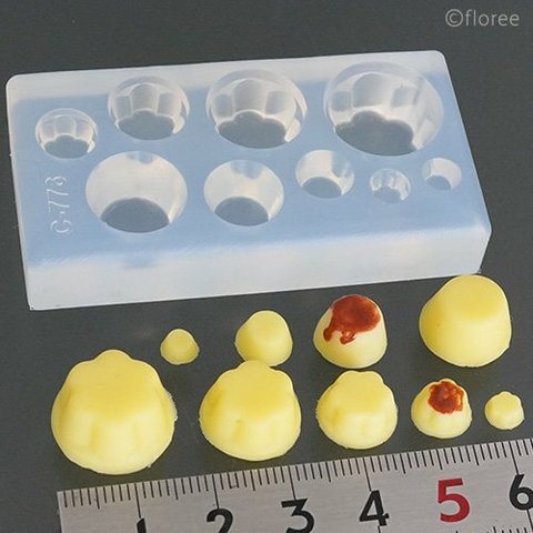 (S1076)シリコンモールド プリン ゼリー 立体型 ２種  UV レジン 樹脂粘土でのフード作品に  キッチン 食玩 ミニチュア モールド 型抜き 型