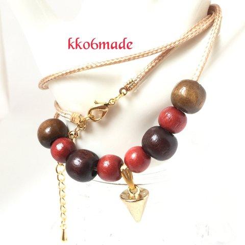 ウッド 【red×brown】ネックレス