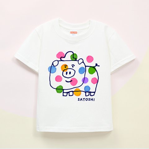 Kids 名前入り 名入れ Ｔシャツ 半袖（豚ちゃん ）