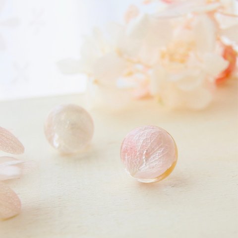 受注生産 『水滴ピアス』紫陽花〈桜色〉サージカルステンレス製＊樹脂ポスト・ノンホール・イヤリング加工可能