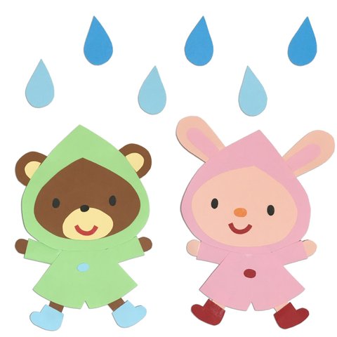 壁面飾り ６月 雨 梅雨 クマくん ウサギちゃん ［幼稚園 保育園 こども園 福祉 学校］