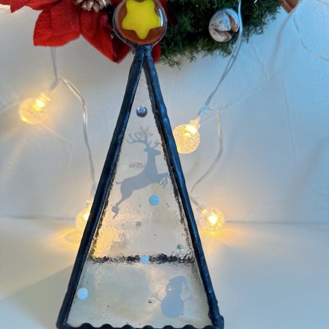 ガラスの三角クリスマスツリー（大）
