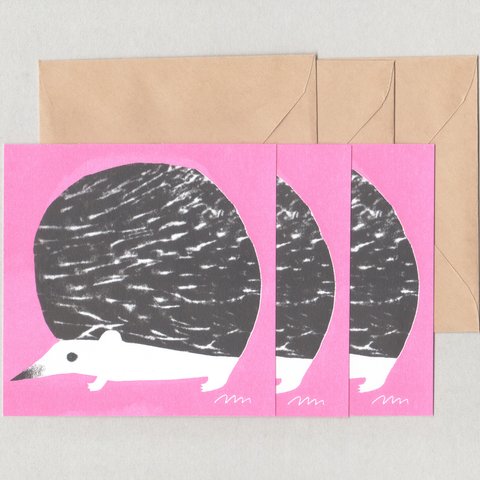 正方形メッセージカード ハリネズミ ３枚セット
