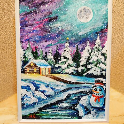 油絵 クリスマス夜に