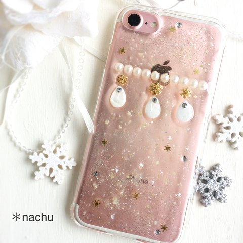 新作♡雪のしずくiPhoneケース