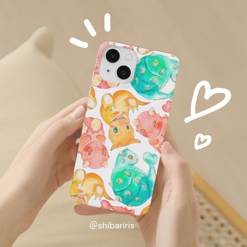 【恐竜iPhoneスマホケース】新かわいい恐竜！ぎゅうぎゅう♡コロコロ恐竜スマホケース