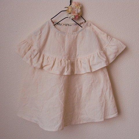 LINEN サークルフリルチュニック *オフホワイト*　size110