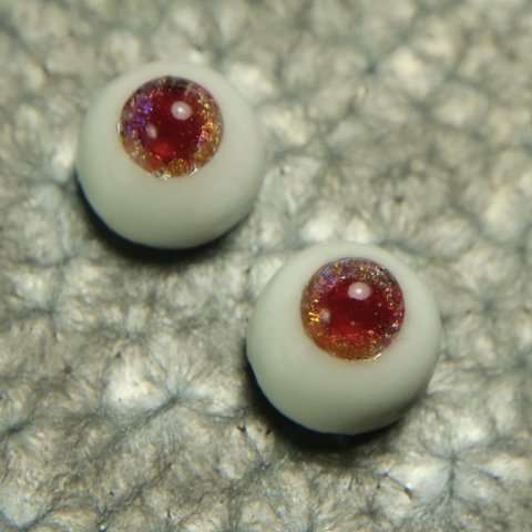 8mm 紅い瞳孔のオレンジゴールド 石膏レジンアイ ドールアイ