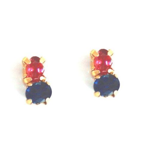 - potepo - Rubellite & Blue Sapphire Earrings