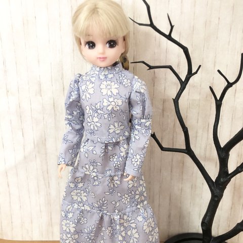 Sale✨156リカちゃん・服＊リバティのセットアップ　淡いブルーがお上品♡