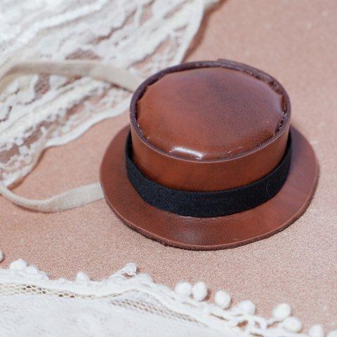 本革帽子　[ともぬいサイズ]　【茶】