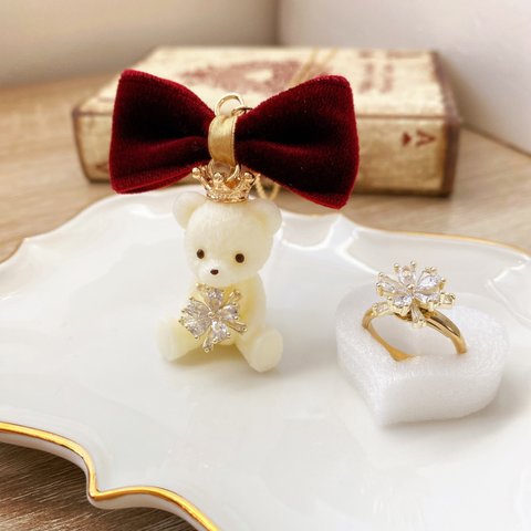 雪の結晶しろくまアクセセット🐻‍❄️ネックレス&リング