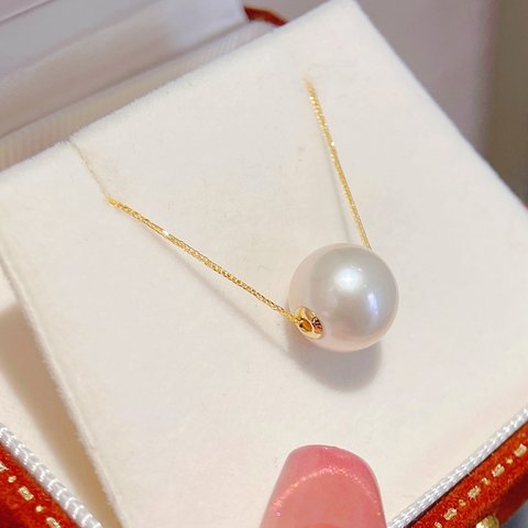 【高級】淡水真珠　一粒ネックレスk18