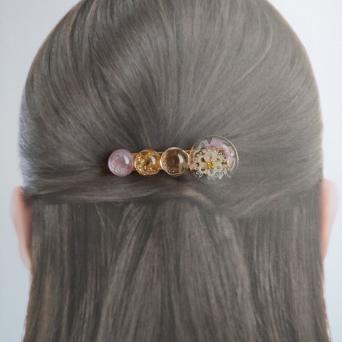 花笑み-hanaemi　グレープ　ヘアクリップ　タティングレース×レジン