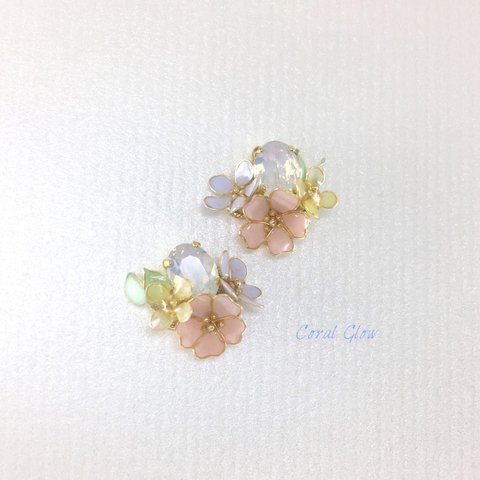 Jewelry flower♡お花いっぱい、ホワイトオパールスワロ