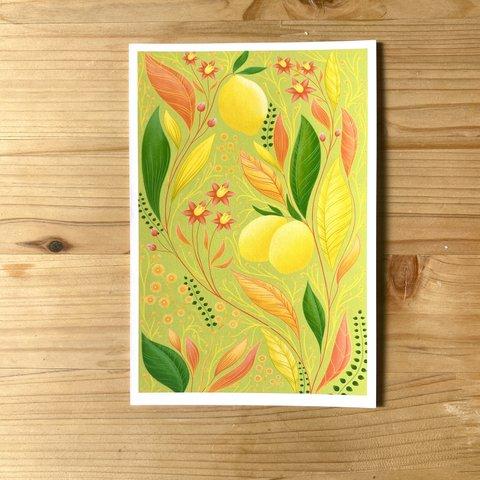 Lemon Vine Postcard レモンの蔓アートはがき