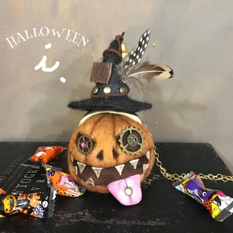 ☆ハロウィン仕様☆かぼちゃがま口🎃C