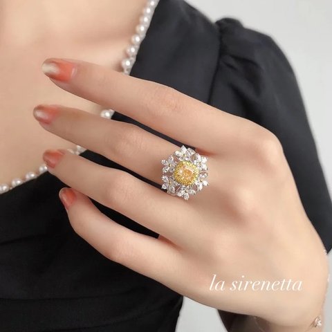 受注製作 指輪 リング ＊ yellow flower ring