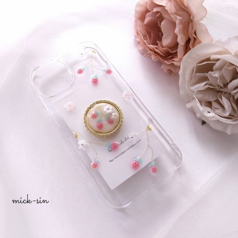 【全機種対応】小花と小さな苺のケース♡iPhone/ android iphone13 iphone14