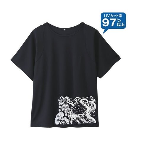 タコ柄　レディース　UVカットTシャツ　接触冷感【S～4L】大きいtシャツ