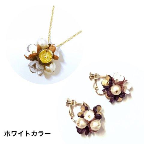 【sale価格￥4,950→￥3,500】小花イヤリング＆ネックレス　キットセット