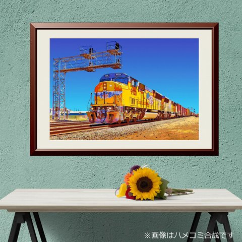 【アートポスター】アメリカ カリフォルニアの黄色い貨物列車（作品No.149）