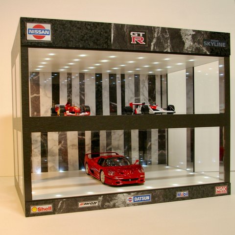 ＊sold out＊　No.440　W&B・2層式ディスプレーBOX・1/18スケール6台展示可能・スタイリッシュジオラマ