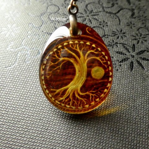 ＜天然琥珀＞ブルーアンバー 生命の樹＊Tree of Life＊インタリオ Amber Intaglio