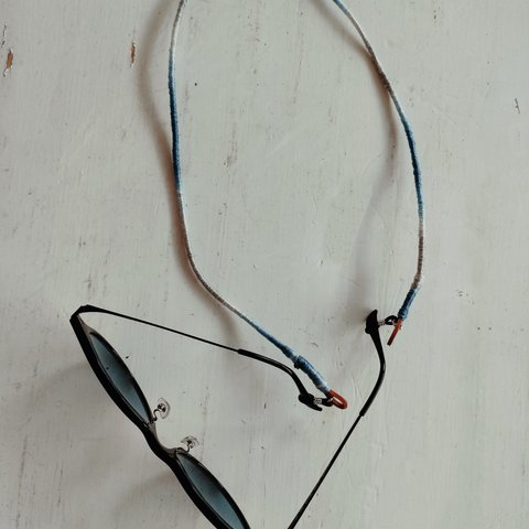  Blue　pattern glass cord   グラスコード　マスクコード