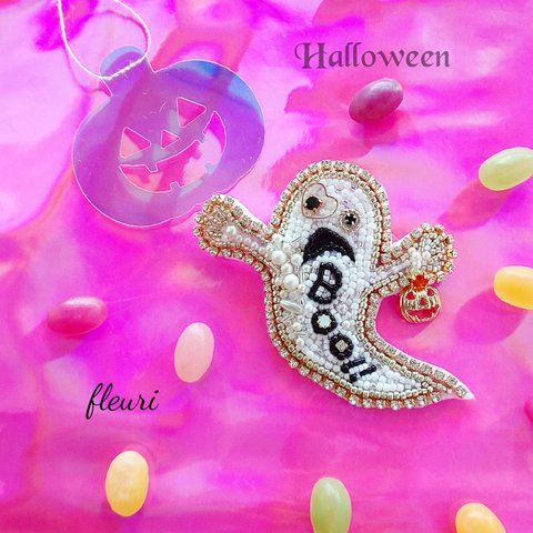 2022  Halloween  おばけのBoo!!  シュシュ    ブローチ   ヘアゴム