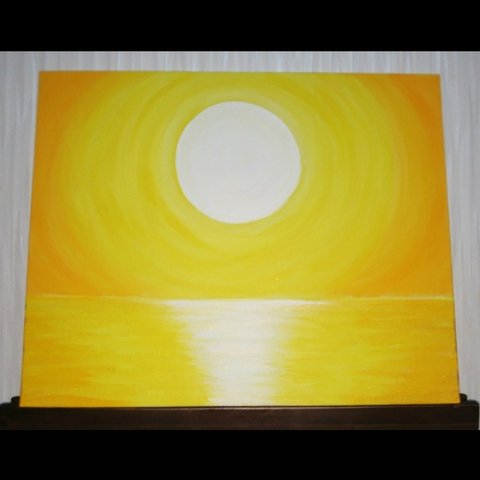ヒーリング風水絵画＊太陽　光の海 ポジティブ　ビタミンカラー　金運 健康  黄色